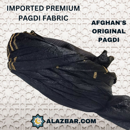 Afghan's Original Black Shinning Crinkle Fabric Turban 5 meters by AL-AZBAR   Pagdi, Amama, Safa  MODEL NO. TUR-0001 1