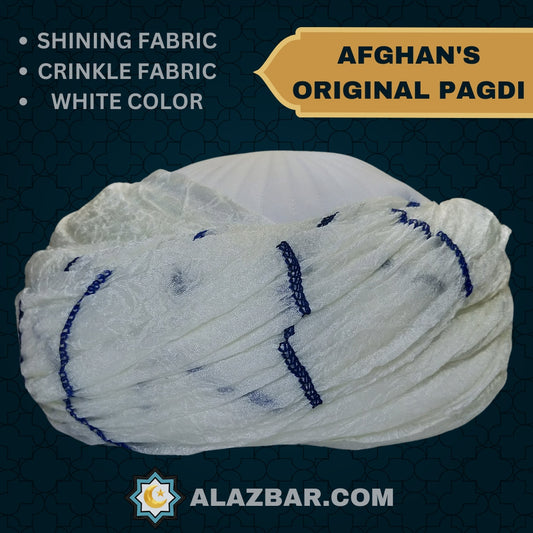Afghan's Original CREAM Shinning Crinkle Fabric Turban 5 meters by AL-AZBAR  Pagdi, Amama, Safa  MODEL NO. TUR-0001