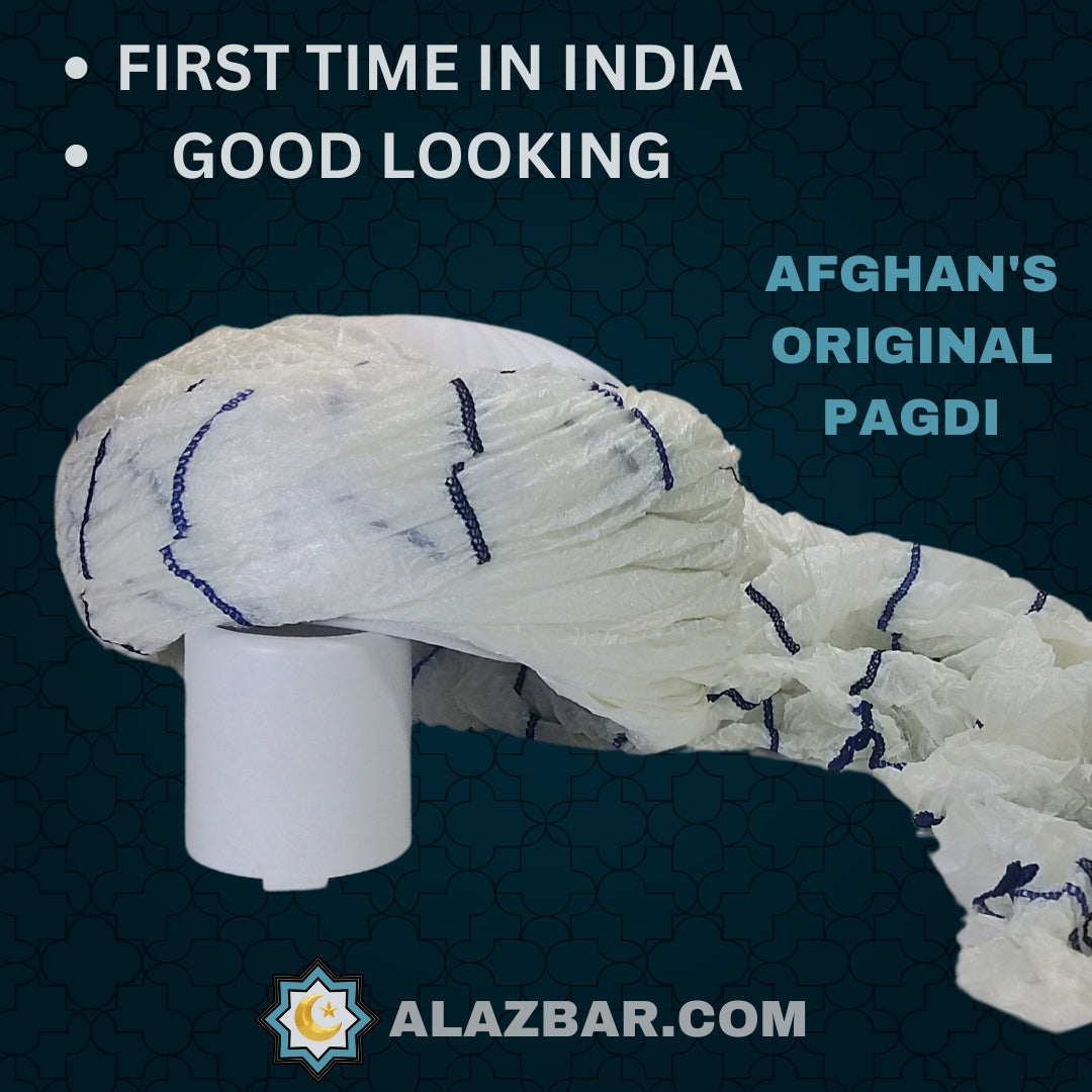 Afghan's Original CREAM Shinning Crinkle Fabric Turban 5 meters by AL-AZBAR  Pagdi, Amama, Safa  MODEL NO. TUR-0001