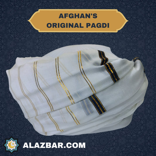 Afghan's Original White Turban by AL-AZBAR  Pagdi, Amama, Safa  MODEL NO. TUR-0003