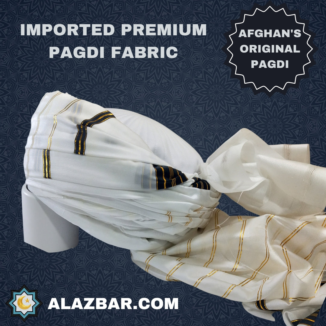 Afghan's Original White Turban by AL-AZBAR  Pagdi, Amama, Safa  MODEL NO. TUR-0003