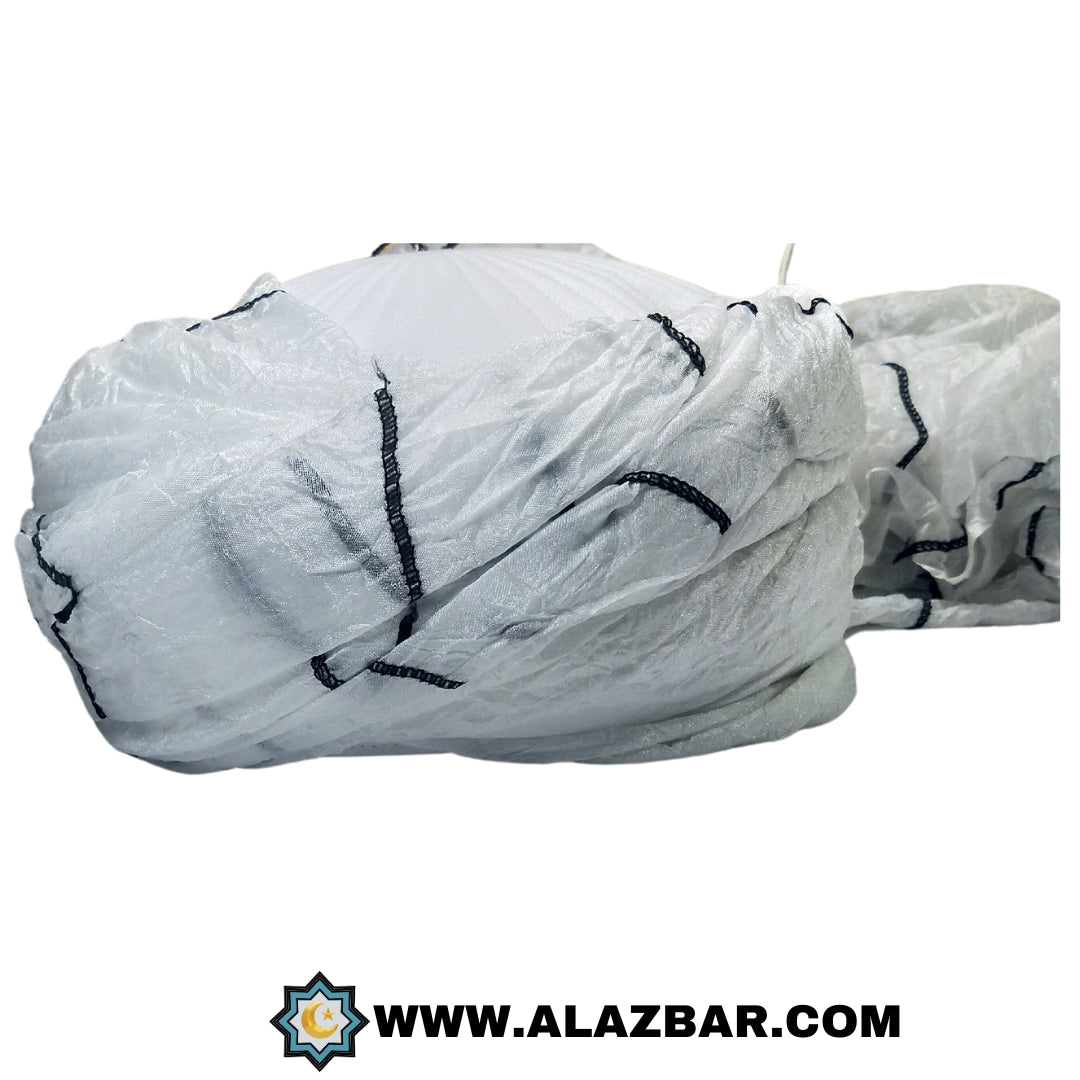 Afghan's Original white Shinning Crinkle Fabric Turban 6.5 meters by AL-AZBAR Pagdi, Amama, Safa MODEL NO. TUR-0001