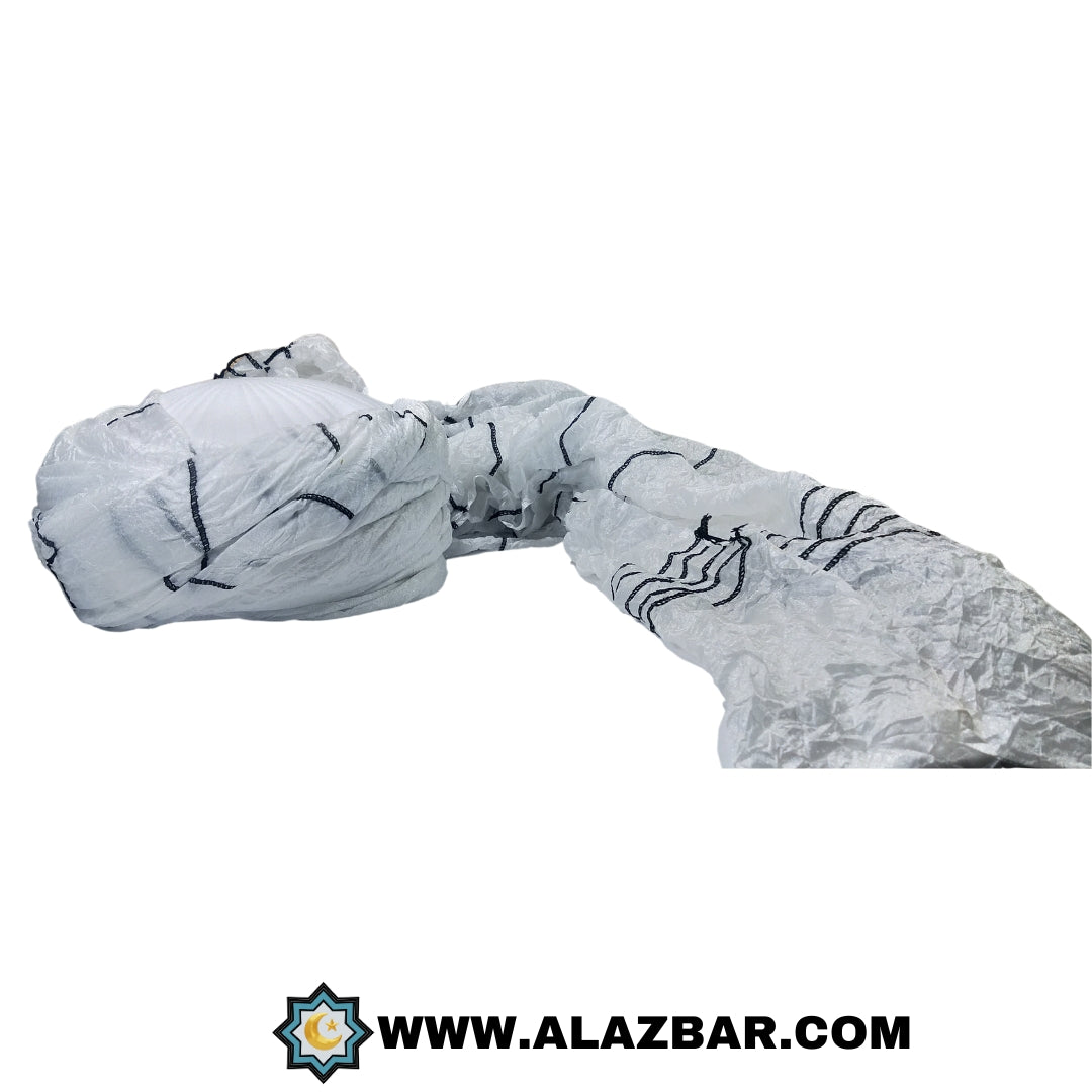 Afghan's Original white Shinning Crinkle Fabric Turban 6.5 meters by AL-AZBAR Pagdi, Amama, Safa MODEL NO. TUR-0001