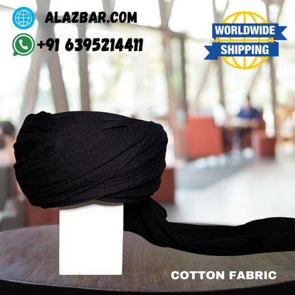 Best BLACK COLOUR Cotton Amama, Pagdi, Safa, For Muslim 3 To 8 Meter ( ONLY FABRIC ) by AL-AZBAR