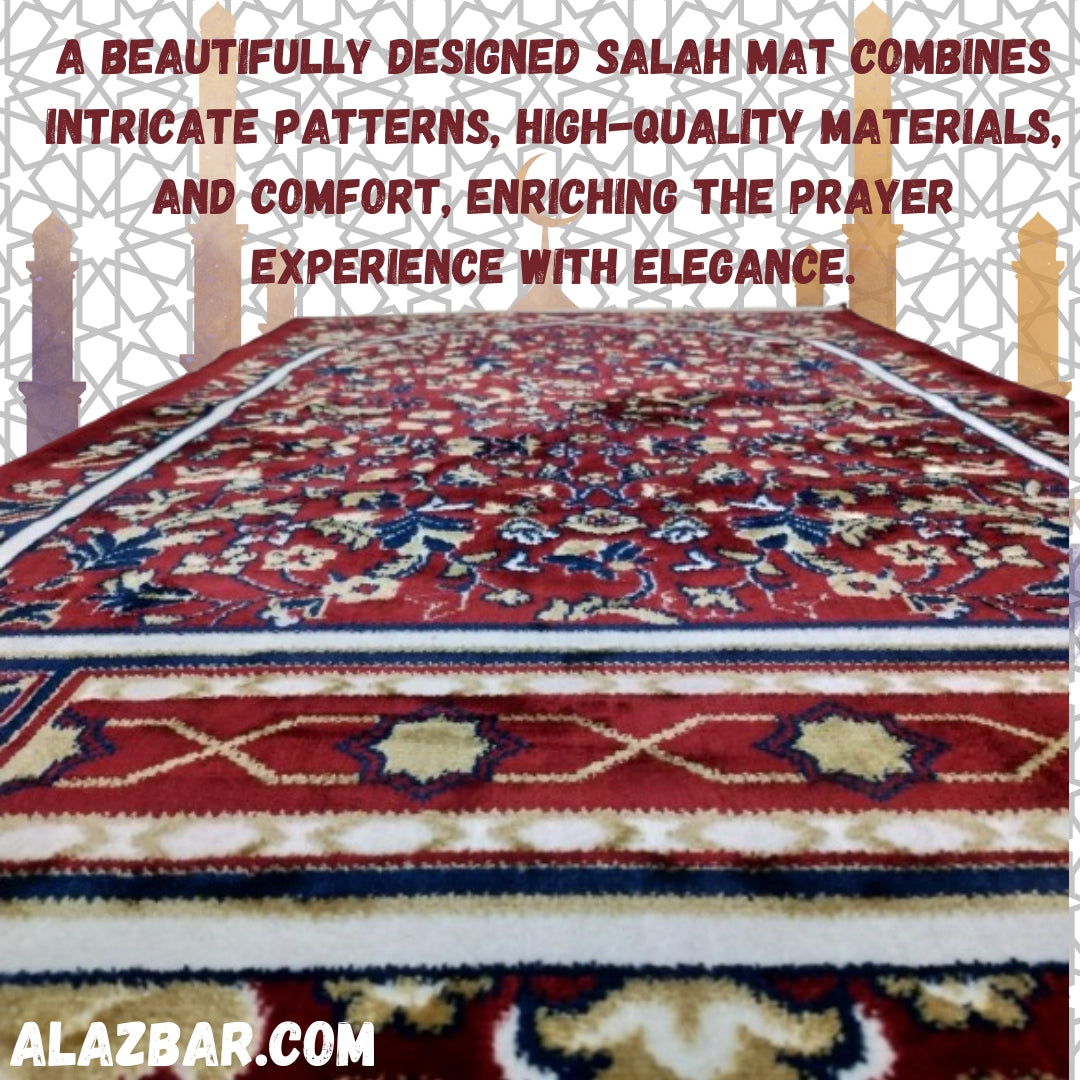 KLIMAH JANAMAZ MUSALLAH  Elegant Turkish Islamic Prayer Rug BY AL-AZBAR  Soft Velvet Janamaz Praying Carpet  - Comfortable Gift for Ramadan or Eid (Model No. SAL-0009) 1