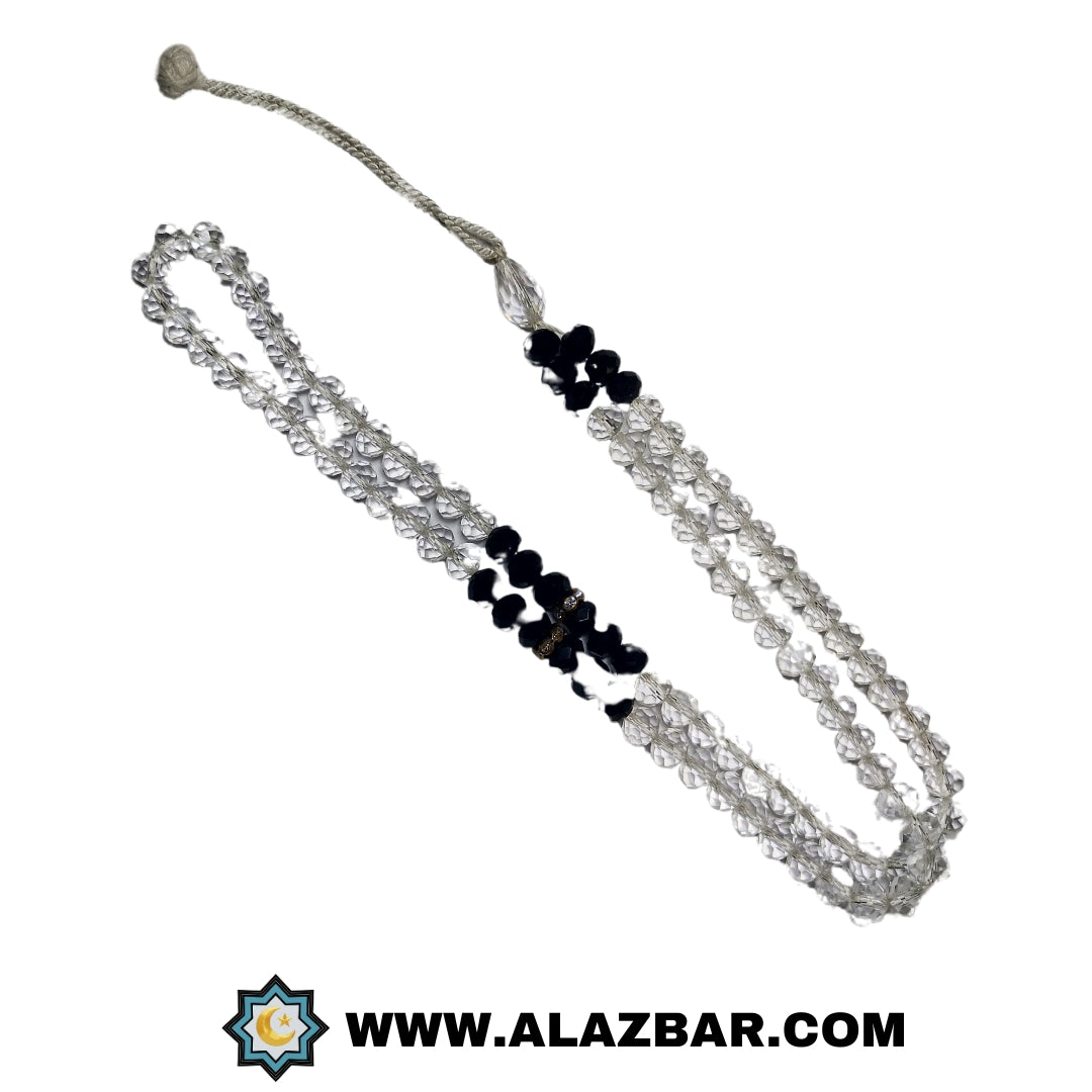 MUZAKKARA white and black brystal 100 beads tasbeeh | by AL-AZBAR