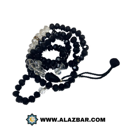 MUZAKKIR BLACK AND WHITE crystal 100 beads tasbeeh | by AL-AZBAR