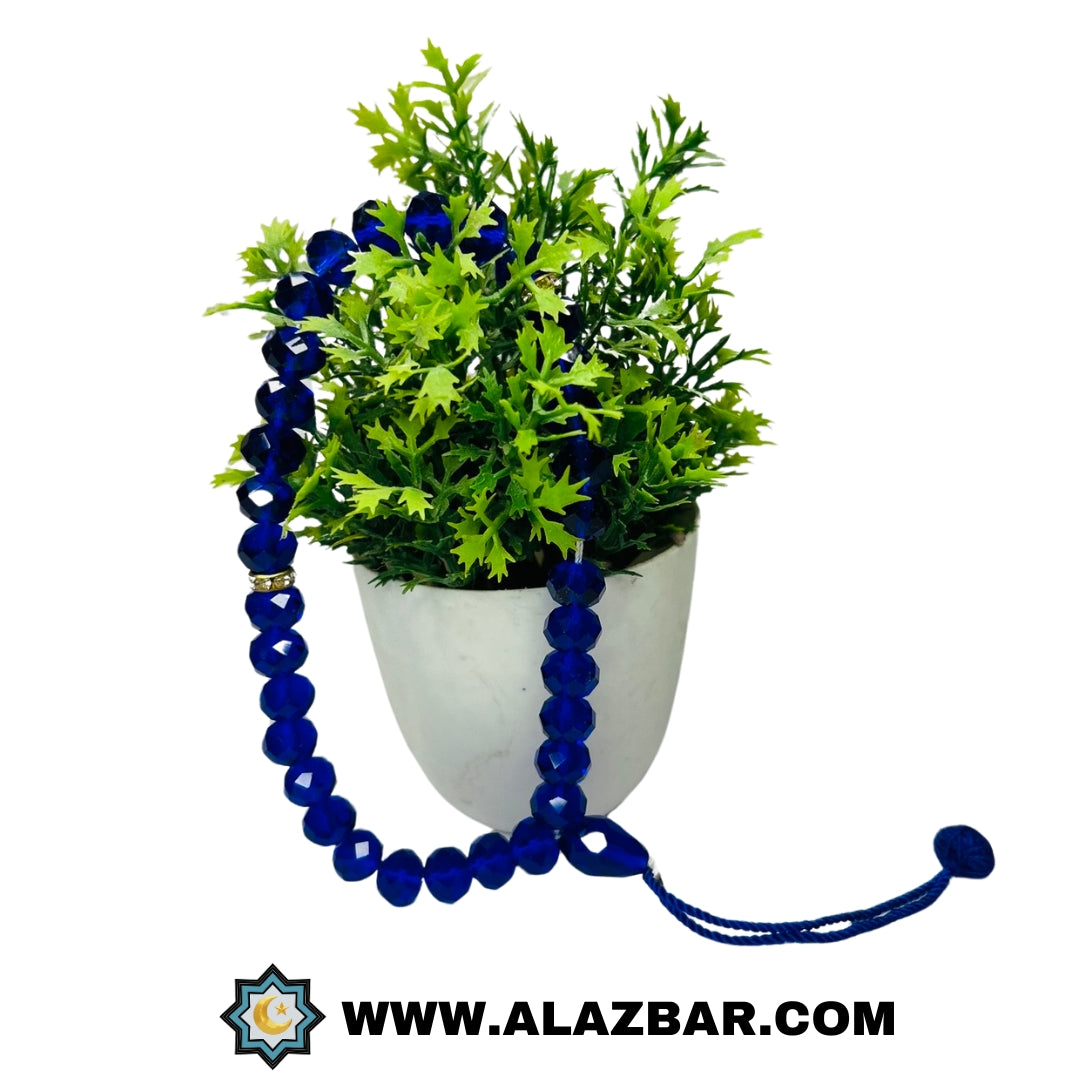 TAJALLI NAVY Blue SHINNING crystal 33 beads tasbeeh | by AL-AZBAR