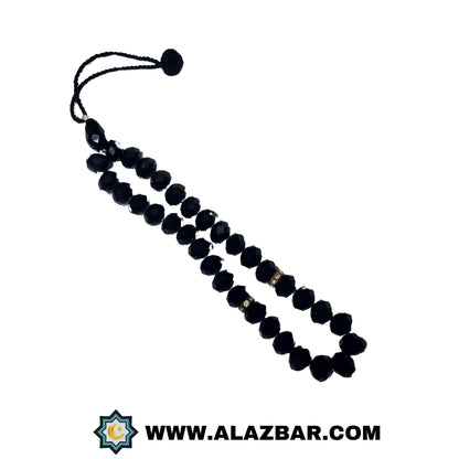 ZAKIR BLACK SHINNING CRUSTAL 33 BEADS  TASBEEH | BY AL-AZBAR