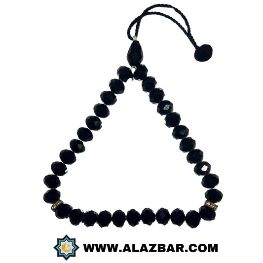 ZAKIR BLACK SHINNING CRUSTAL 33 BEADS  TASBEEH | BY AL-AZBAR