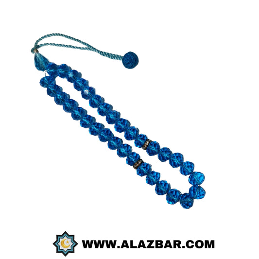 ZIKR bue shinning crystal 33 beads tasbeeh | by AL- AZBAR