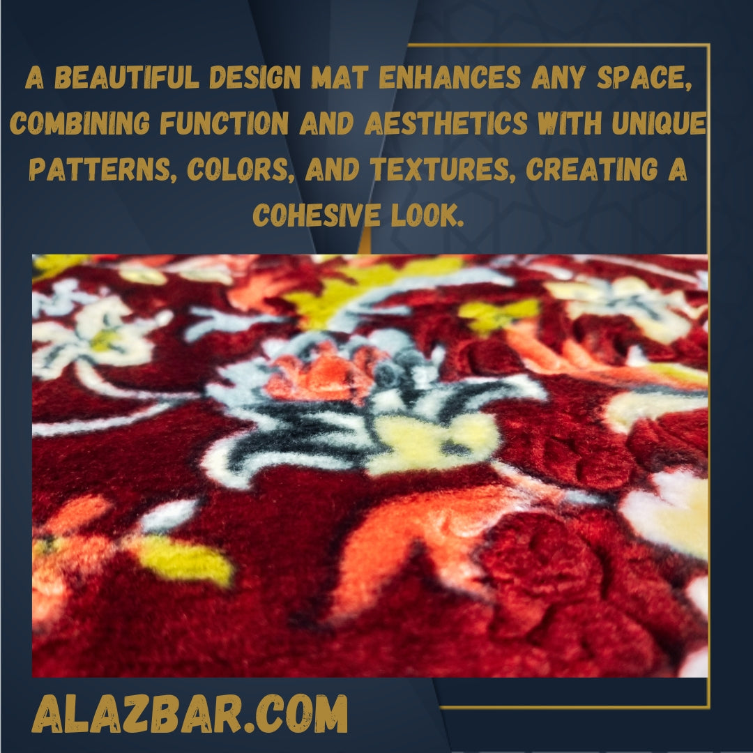 toheed janamz red Floral and kaba printed Designer Velvet Chenille Super Soft Rectangular Janamaz Namaz Prayer Mat  by al azbar (70 x 110 cm) (Model No. SAL-0003) J